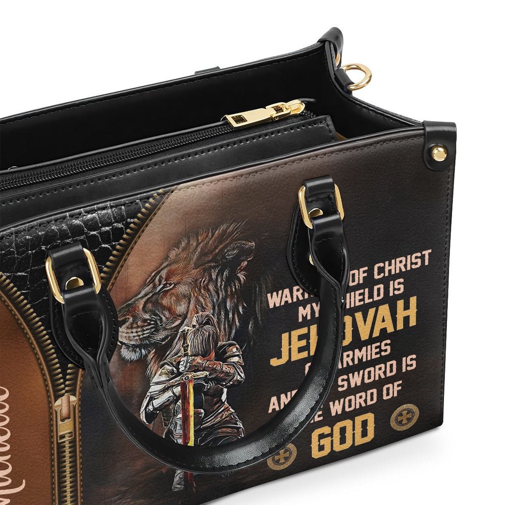 Personalized Christian Leather Bag, Warrior Of Christ - Beautiful Personalized Leather Handbag, Faith Handbag