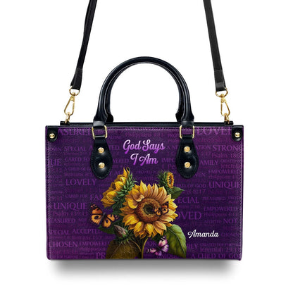 Personalized Christian Leather Bag, What God Says About You Leather Handbag, Religious Gift For Christian Ladies, Faith Handbag