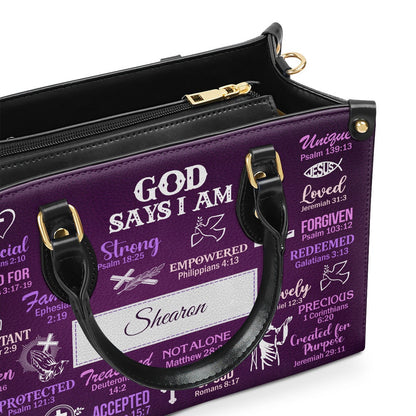 Personalized Christian Leather Bag, What God Says About You Leather Handbag, Scripture Gifts For Women Of God, Faith Handbag