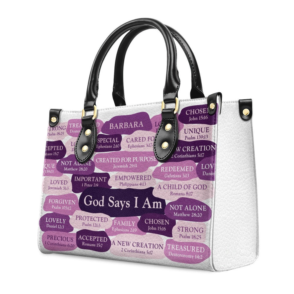 Personalized Christian Leather Bag, What God Says About You Leather Handbag, Spiritual Gift For Worship Members, Faith Handbag