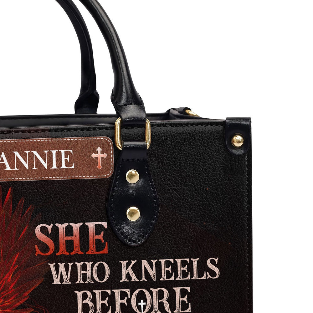 Personalized Christian Leather Bag, Who Kneels Before God Can Stand Before Anyone Leather Handbag, Faith Handbag