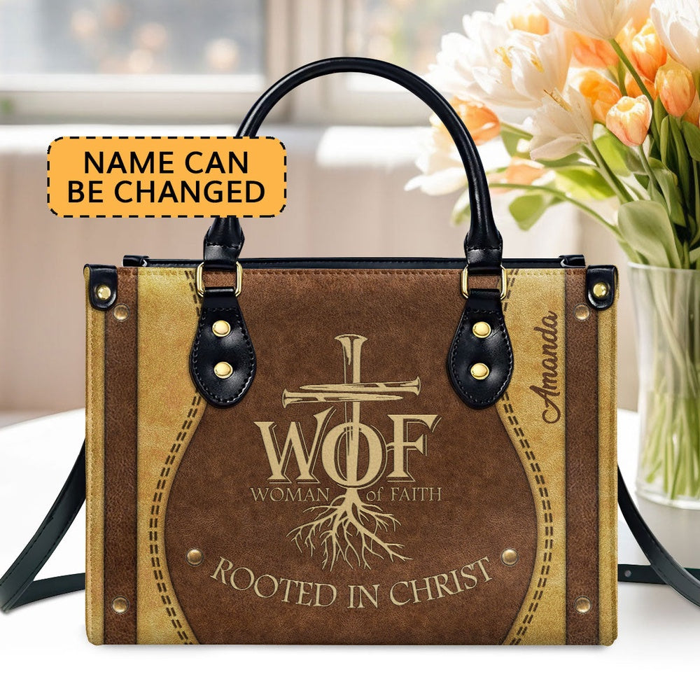 Personalized Christian Leather Bag, Woman Of Faith - Beautiful Personalized Lion Leather Handbag, Faith Handbag