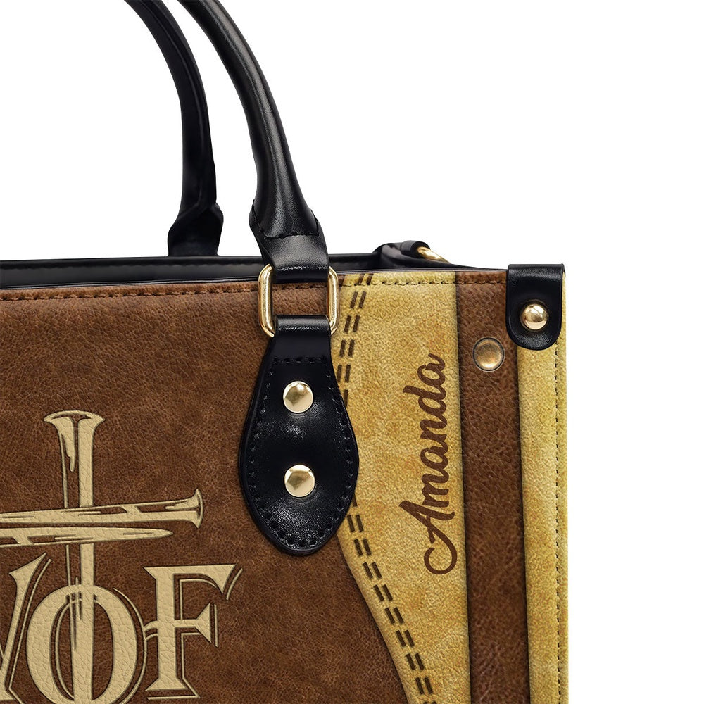 Personalized Christian Leather Bag, Woman Of Faith - Beautiful Personalized Lion Leather Handbag, Faith Handbag