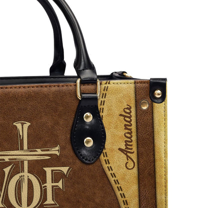 Personalized Christian Leather Bag, Woman Of Faith - Beautiful Personalized Lion Leather Handbag, Faith Handbag
