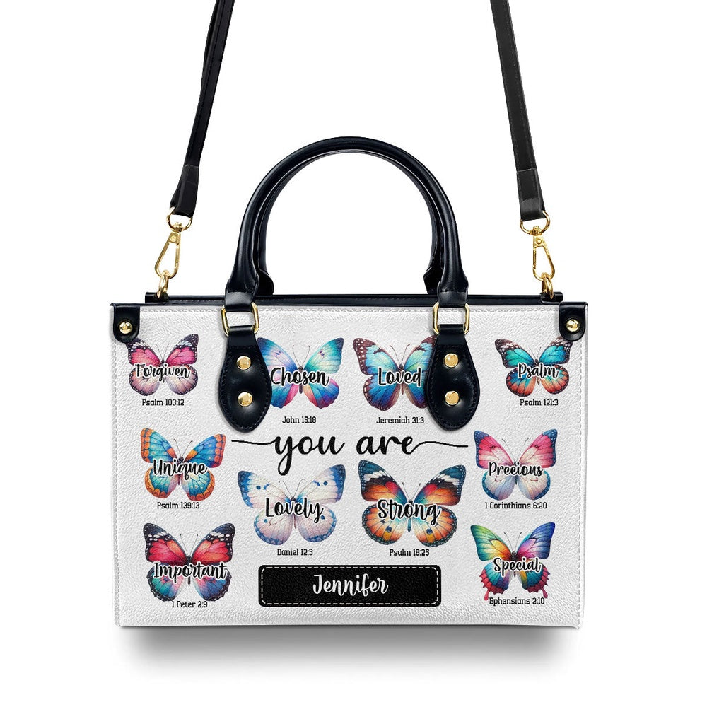 Personalized Christian Leather Bag, You Are Leather Handbag, Faith Handbag