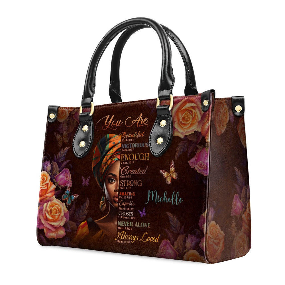 Personalized Christian Leather Bag, You Are Never Alone Leather Handbag, Gift For Worship Members, Faith Handbag