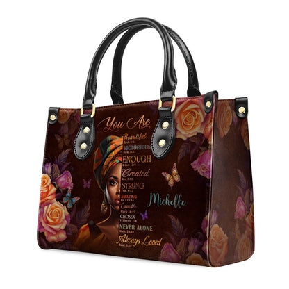 Personalized Christian Leather Bag, You Are Never Alone Leather Handbag, Gift For Worship Members, Faith Handbag