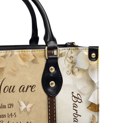 Personalized Christian Leather Bag, You Are Protected - Beautiful Personalized Flower Leather Handbag, Faith Handbag