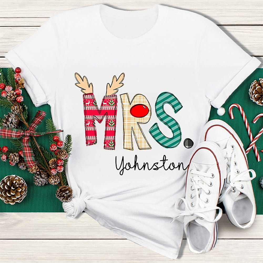 Personalized Christmas Classic Pattern Name T Shirt, Merry T Shirt, Unisex Christmas Shirts