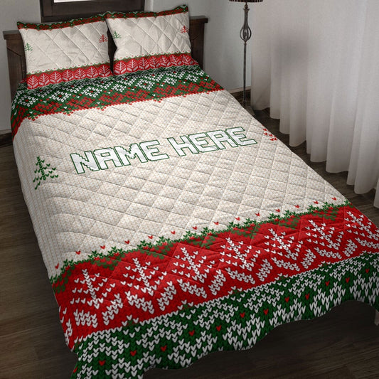 Personalized Christmas Quilt Set, Christmas Ugly Sweater Invite Quilt Blanket