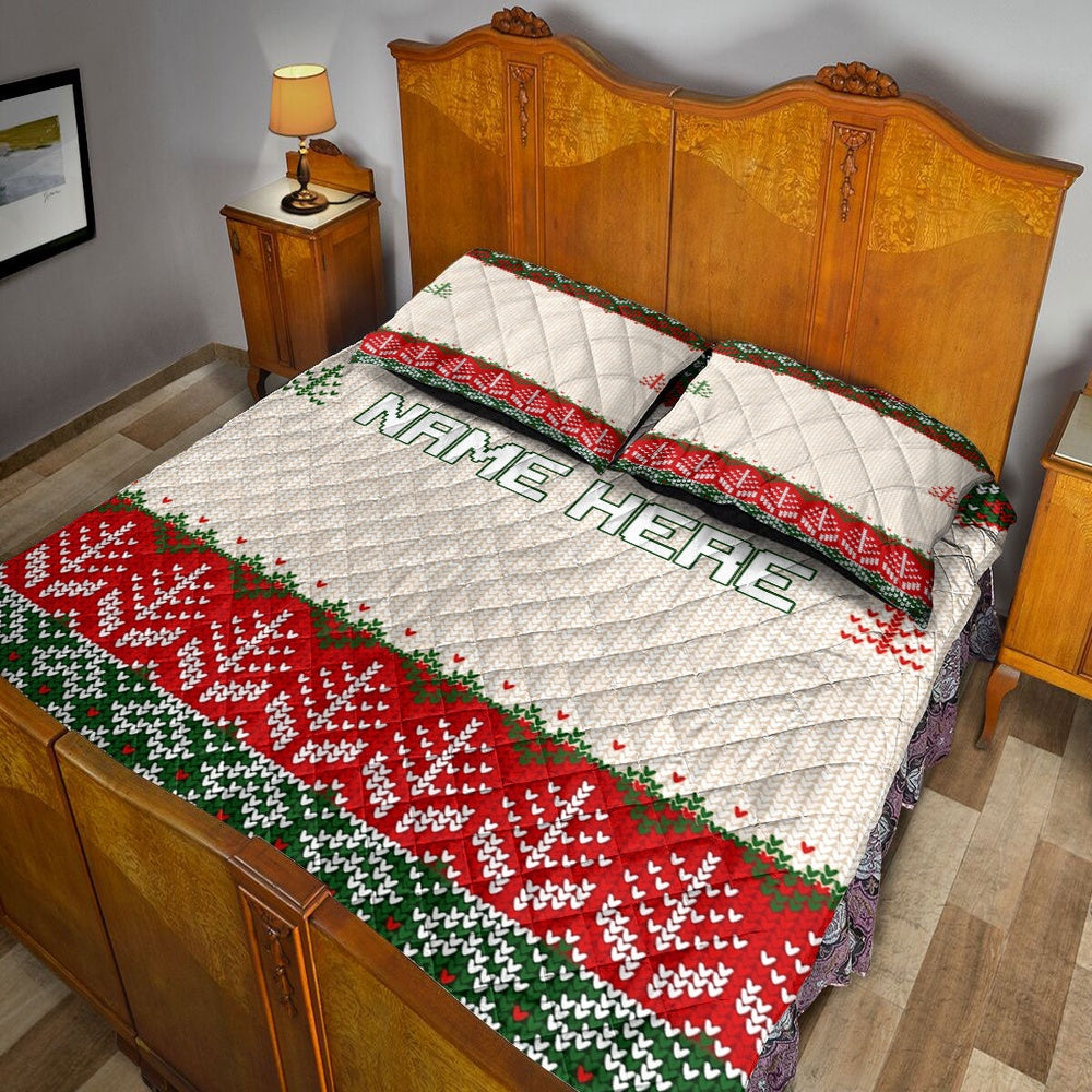 Personalized Christmas Quilt Set, Christmas Ugly Sweater Invite Quilt Blanket