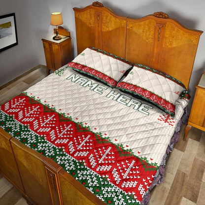 Personalized Christmas Quilt Set, Christmas Ugly Sweater Invite Quilt Blanket