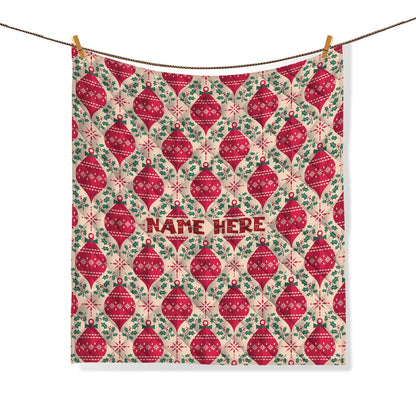 Personalized Christmas Quilt Set, Xmas Red Plaid Pattern Quilt Blanket & Pillowcases