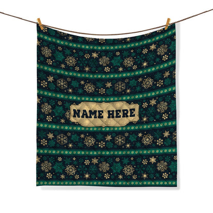 Personalized Christmas Quilt Set, Xmas Winter Snowflake Pattern Quilt Blanket & Pillowcases