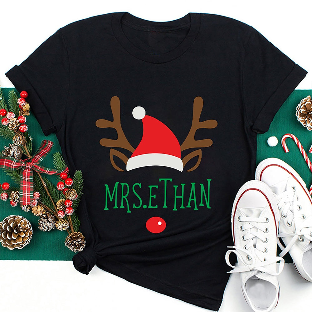 Personalized Christmas Reindeer T Shirt, Merry T Shirt, Unisex Christmas Shirts