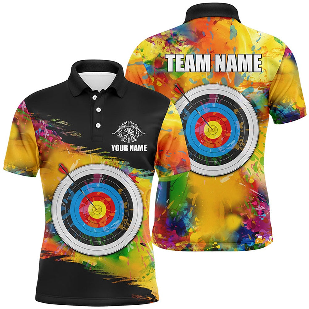 Personalized Colorful Target Archery Men Polo Shirts Custom Archery Jerseys Attire For Archer, Archery Team Shirts, Custom Archery Shirts