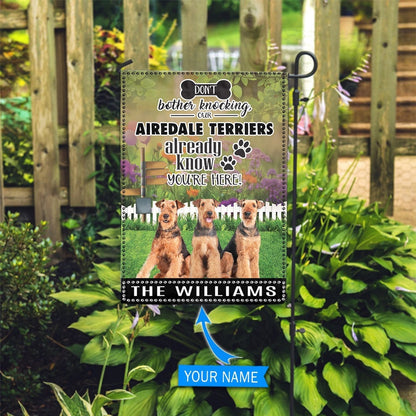 Personalized Dog Flags, Airedale Terrier Don't Bother Knocking Flag, Garden Flags Dogs, Dog House Flags