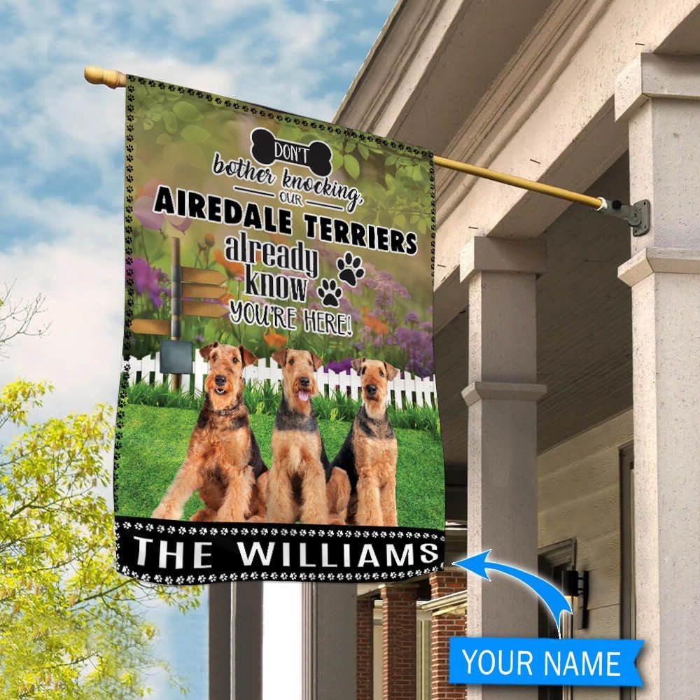 Personalized Dog Flags, Airedale Terrier Don't Bother Knocking Flag, Garden Flags Dogs, Dog House Flags
