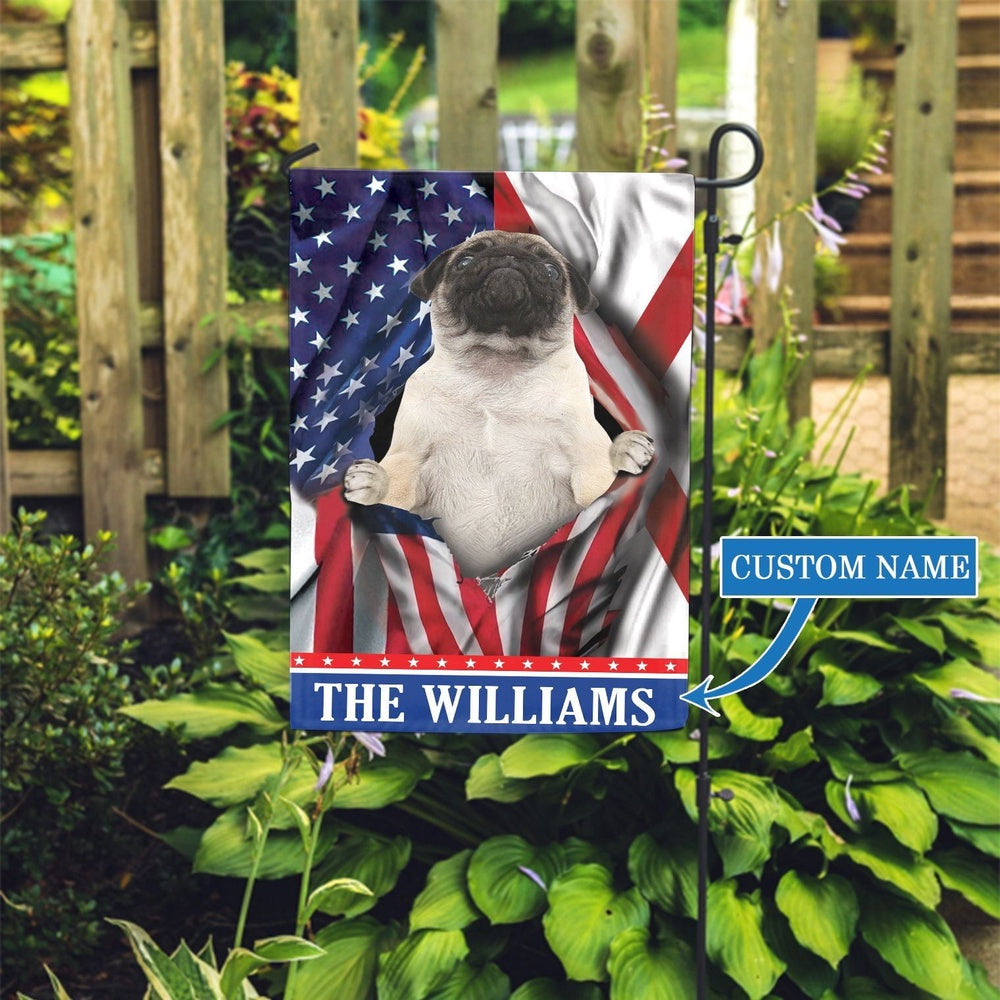 Personalized Dog Flags, Alabama Pug Garden Flag, Garden Flags Dogs, Dog House Flags