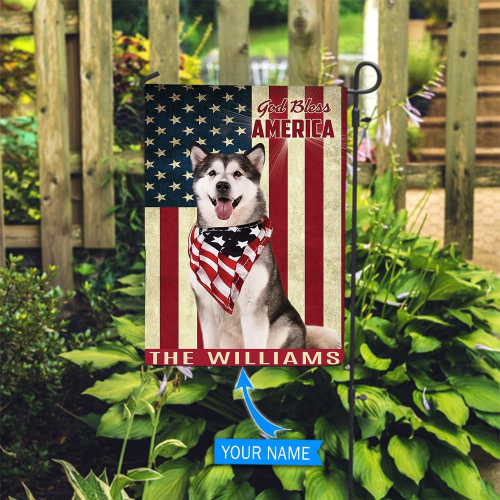 Personalized Dog Flags, Alaskan Malamute God Bless America Flag, Dog Flag For House, Garden Flags Dogs, Dog House Flags