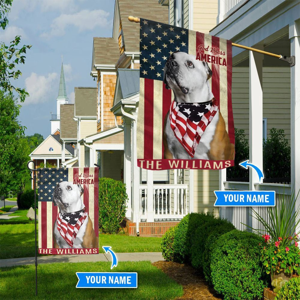 Personalized Dog Flags, American Bulldog God Bless America Flag, Dog Flag For House, Garden Flags Dogs, Dog House Flags