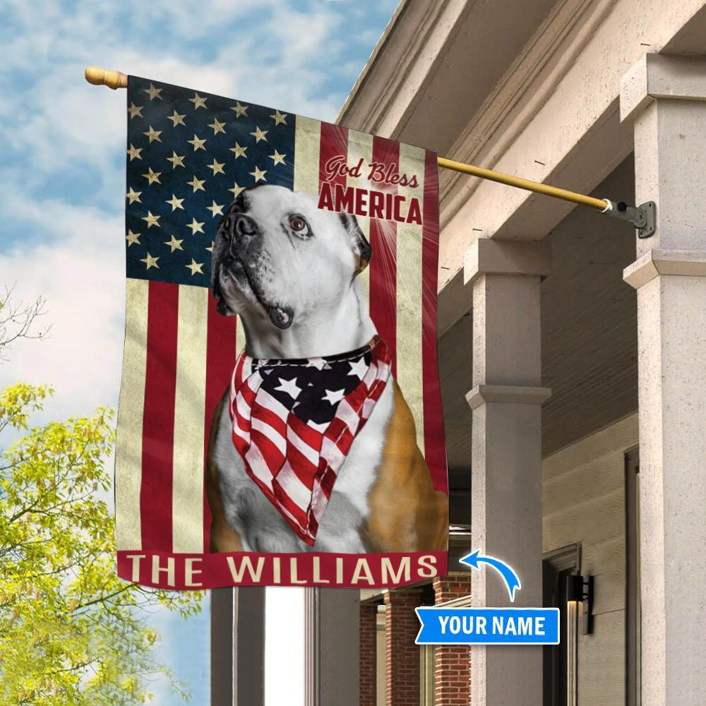 Personalized Dog Flags, American Bulldog God Bless America Flag, Dog Flag For House, Garden Flags Dogs, Dog House Flags