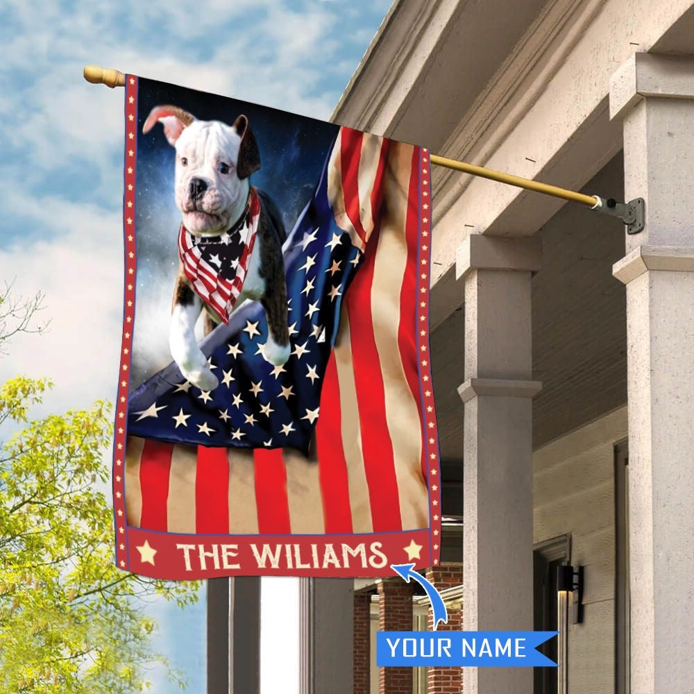 Personalized Dog Flags, American Bulldog House Flag, Garden Flags Dogs, Dog House Flags