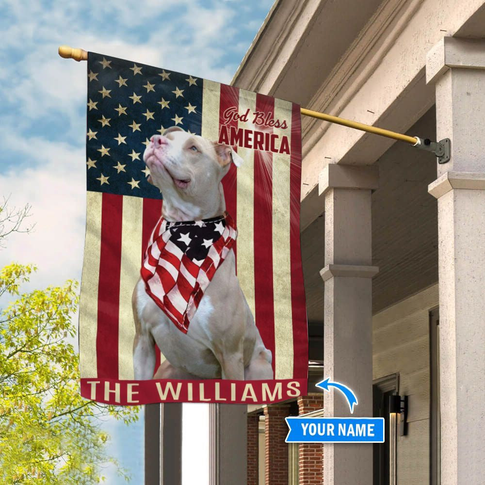 Personalized Dog Flags, American Pit Bull Terrier God Bless America Flag, Dog Flag For House, Garden Flags Dogs, Dog House Flags