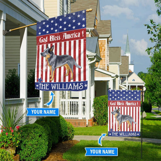 Personalized Dog Flags, Australian Cattle God Bless America Flag, Garden Flags Dogs, Dog House Flags