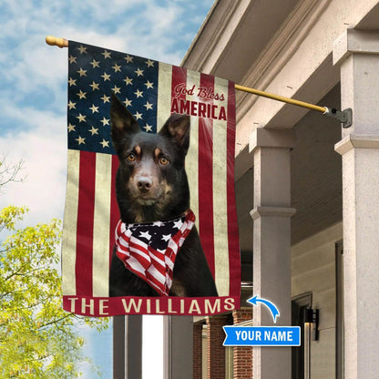 Personalized Dog Flags, Australian Kelpie God Bless America Flag, Dog Flag For House, Garden Flags Dogs, Dog House Flags