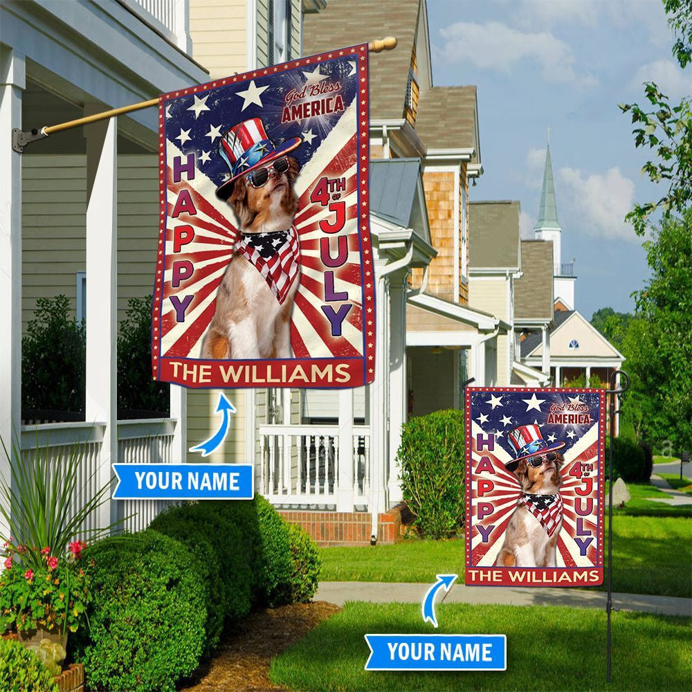 Personalized Dog Flags, Australian Shepherd God Bless America, 4th Of July Flag, Dog Flag For House, Garden Flags Dogs, Dog House Flags
