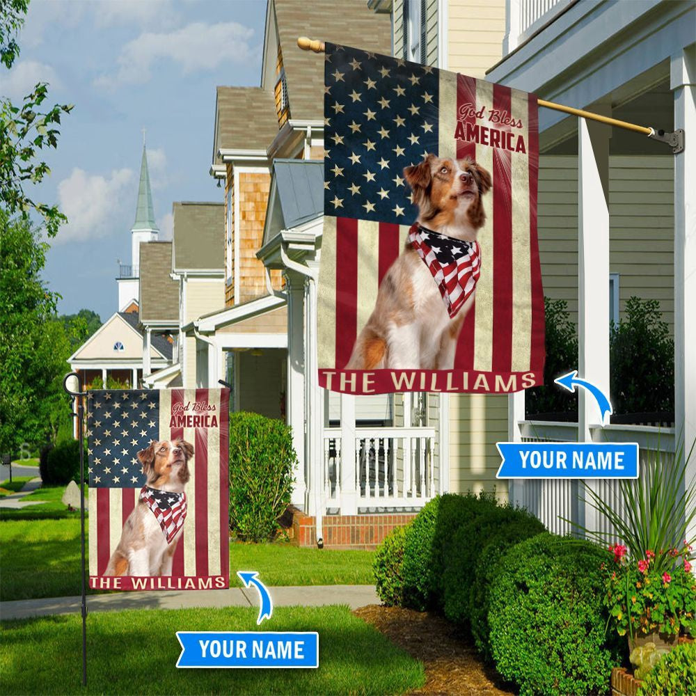 Personalized Dog Flags, Australian Shepherd God Bless America Flag, Dog Flag For House, Garden Flags Dogs, Dog House Flags