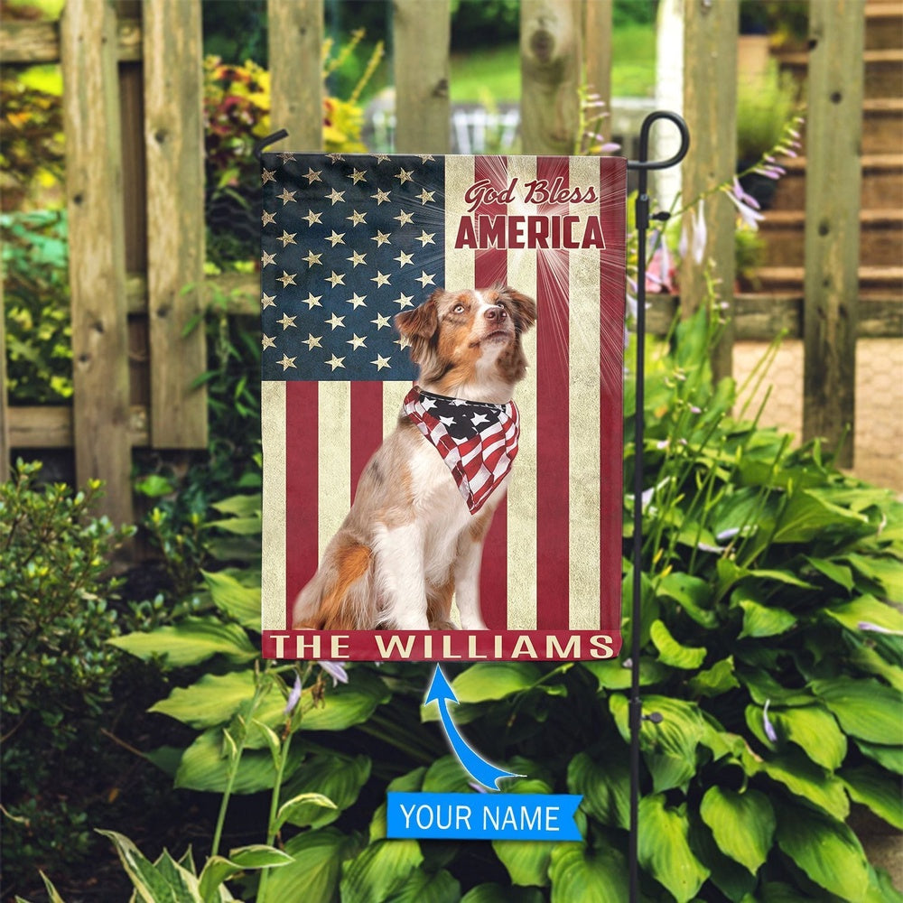 Personalized Dog Flags, Australian Shepherd God Bless America Flag, Dog Flag For House, Garden Flags Dogs, Dog House Flags