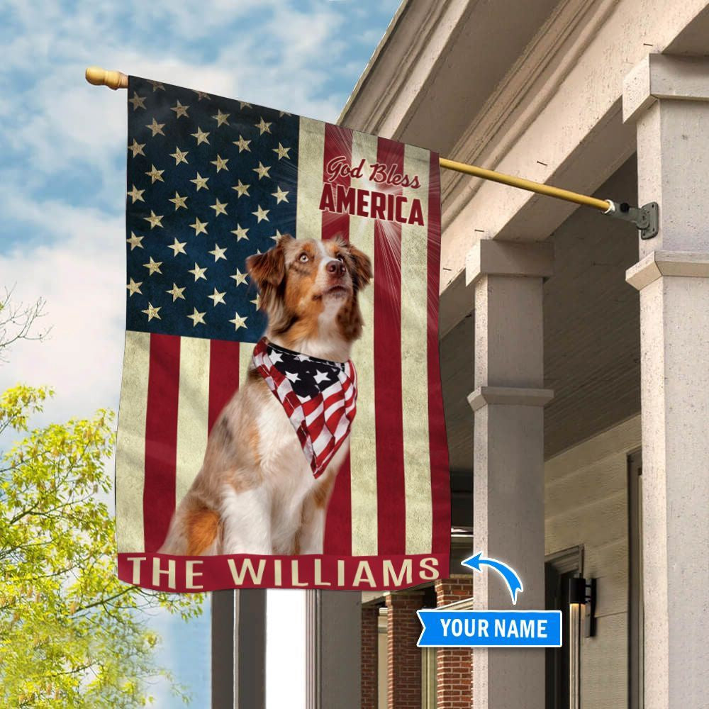 Personalized Dog Flags, Australian Shepherd God Bless America Flag, Dog Flag For House, Garden Flags Dogs, Dog House Flags