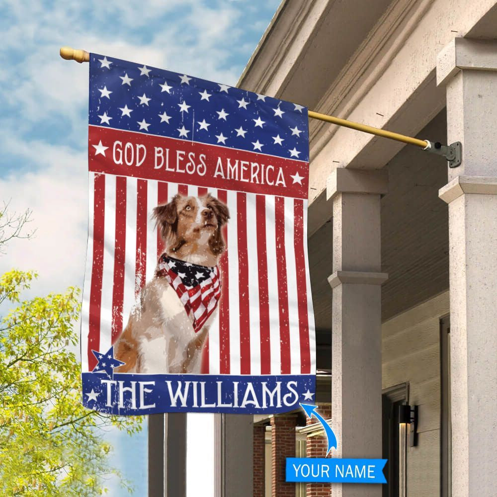 Personalized Dog Flags, Australian Shepherd God Bless America Flag, Garden Flags Dogs, Dog House Flags