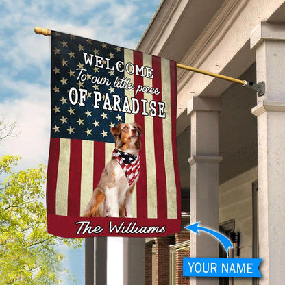 Personalized Dog Flags, Australian Shepherd  Welcome To Our Paradise Flag, Garden Flags Dogs, Dog House Flags