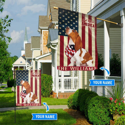 Personalized Dog Flags, Basset Hound God Bless America Flag, Dog Flag For House, Garden Flags Dogs, Dog House Flags