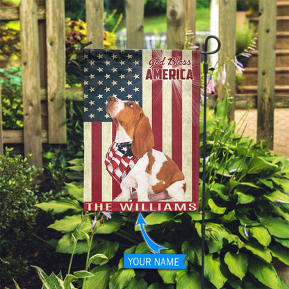 Personalized Dog Flags, Basset Hound God Bless America Flag, Dog Flag For House, Garden Flags Dogs, Dog House Flags