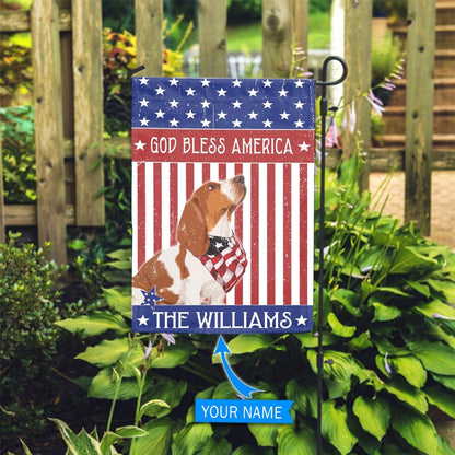 Personalized Dog Flags, Basset Hound God Bless America Flag, Garden Flags Dogs, Dog House Flags