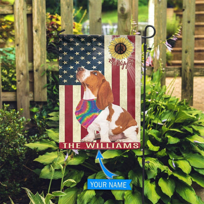 Personalized Dog Flags, Basset Hound Hippie Flag, Dog Flag For House, Garden Flags Dogs, Dog House Flags