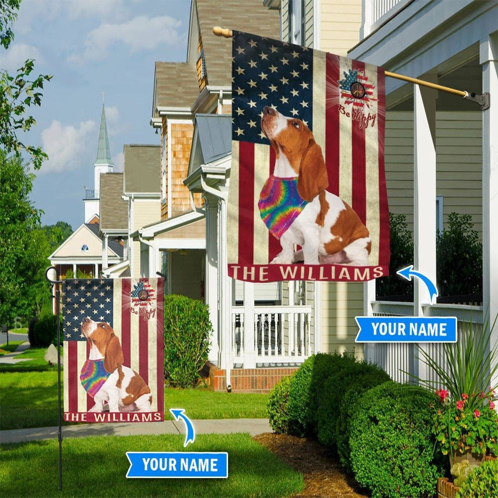 Personalized Dog Flags, Basset Hound Hippie House Flag, Dog Flag For House, Garden Flags Dogs, Dog House Flags