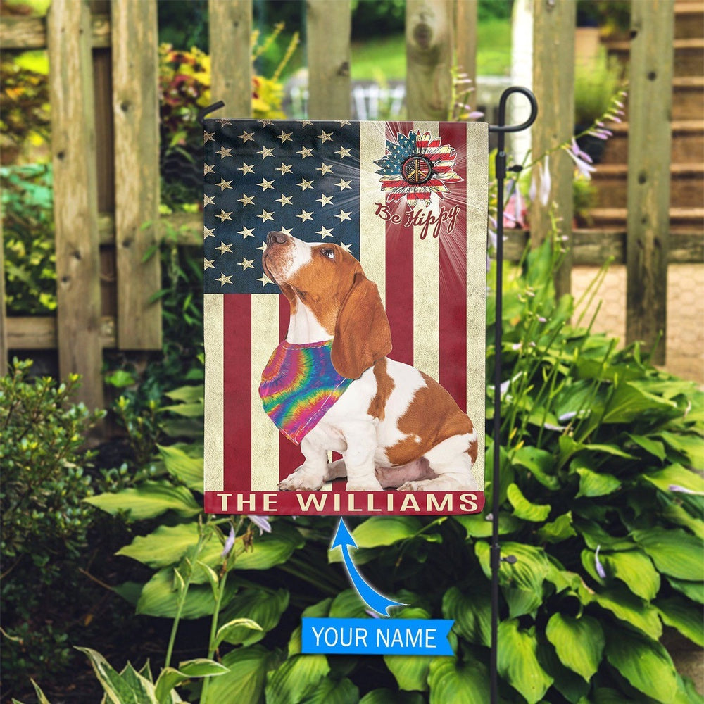 Personalized Dog Flags, Basset Hound Hippie House Flag, Dog Flag For House, Garden Flags Dogs, Dog House Flags