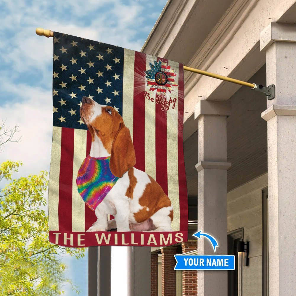 Personalized Dog Flags, Basset Hound Hippie House Flag, Dog Flag For House, Garden Flags Dogs, Dog House Flags