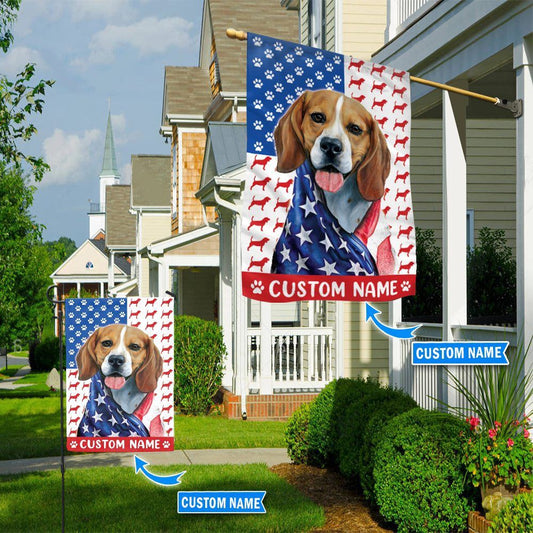 Personalized Dog Flags, Beagle America Flag, Garden Flags Dogs, Dog House Flags