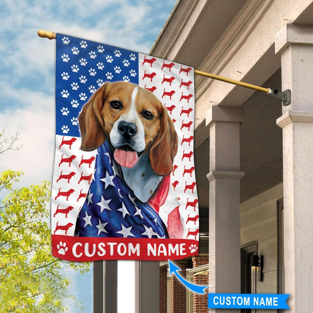Personalized Dog Flags, Beagle America Flag, Garden Flags Dogs, Dog House Flags