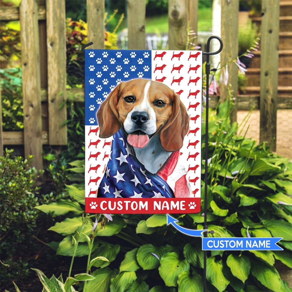 Personalized Dog Flags, Beagle America Flag, Garden Flags Dogs, Dog House Flags