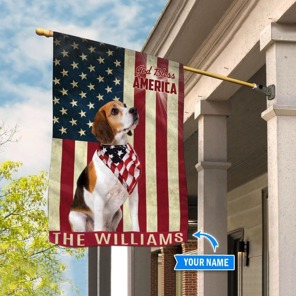 Personalized Dog Flags, Beagle God Bless America Flag, Dog Flag For House, Garden Flags Dogs, Dog House Flags
