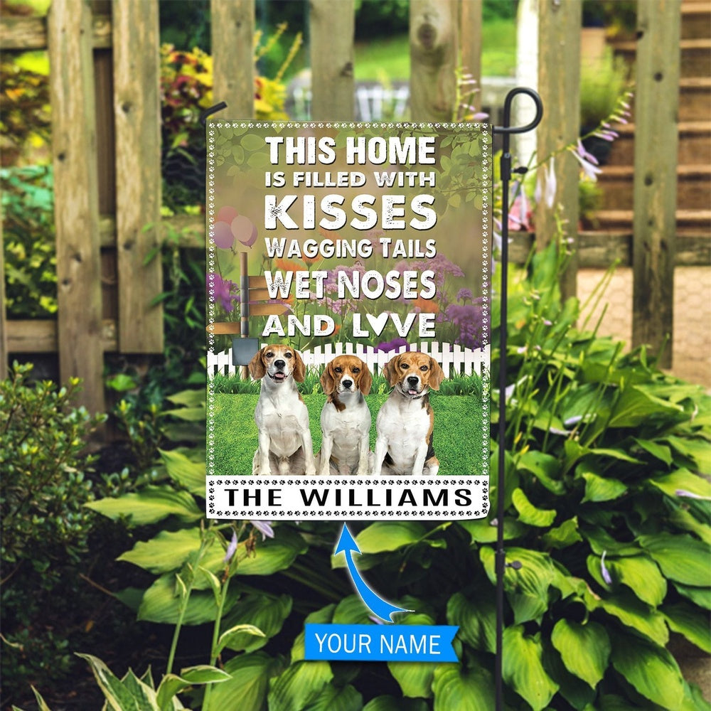 Personalized Dog Flags, Beagle This Home Is Filled With Kisses Flag, Garden Flags Dogs, Dog House Flags