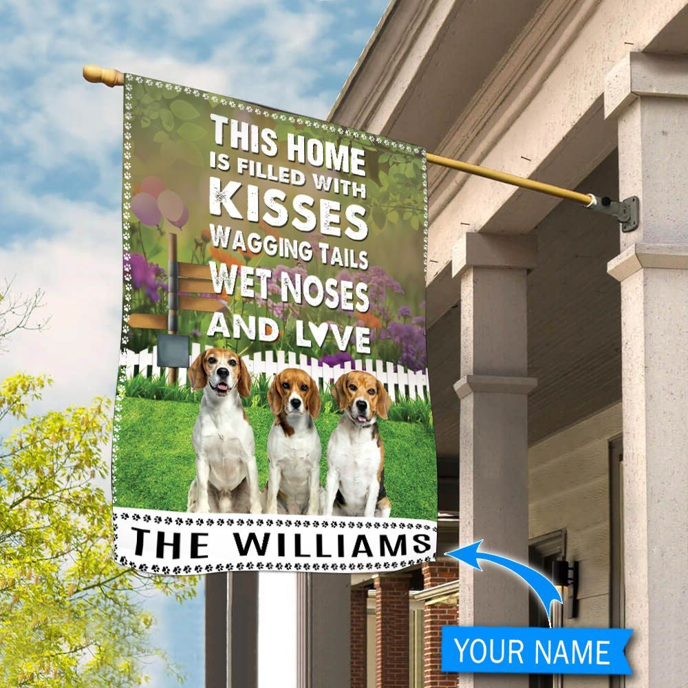 Personalized Dog Flags, Beagle This Home Is Filled With Kisses Flag, Garden Flags Dogs, Dog House Flags