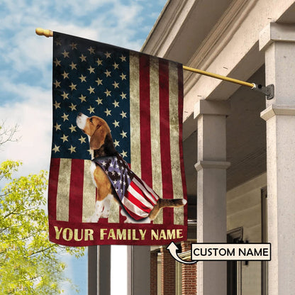 Personalized Dog Flags, Beagle &amp American Flag, Garden Flags Dogs, Dog House Flags